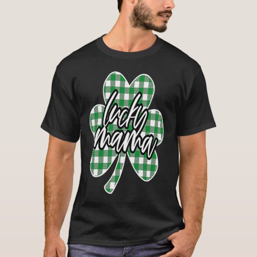One Lucky Mama Shamrock Plaid Check St Patricks Da T-shirt (Voorkant)