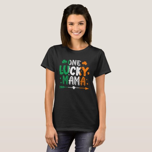 One Lucky Mama St Patricks Day Irish Flag Ireland T-shirt (Voorkant volledig)