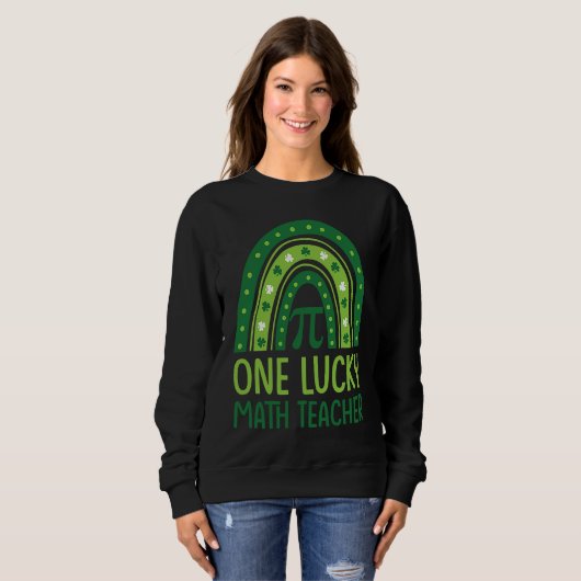 One Lucky Math Teacher Rainbow Shamrock St Patrick Trui (Voorkant volledig)