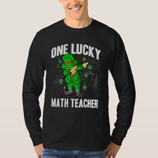 One Lucky Math Teacher St Patricks Day Dabbing Lep T-shirt (Voorkant)