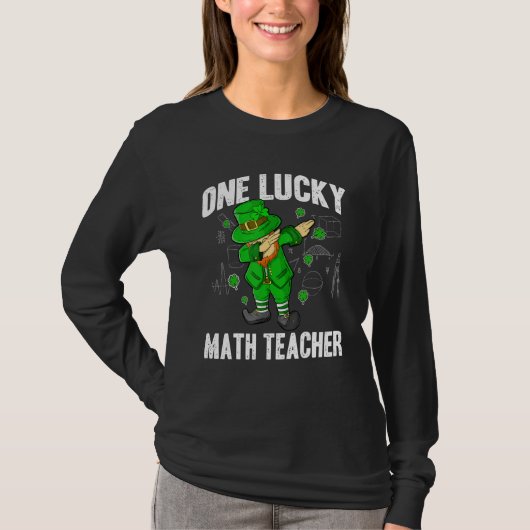 One Lucky Math Teacher St Patricks Day Dabbing Lep T-shirt (Voorkant)