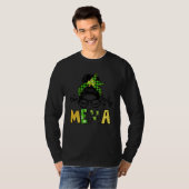 One Lucky Mema Messy Bun Leopard St Patrick's Day T-shirt (Voorkant volledig)