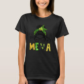 One Lucky Mema Messy Bun Leopard St Patrick's Day T-shirt (Voorkant)