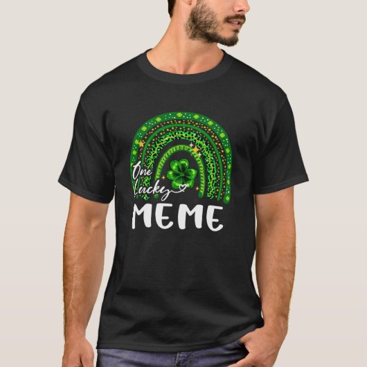 One Lucky Meme Shamrock Regenboog St Patrick's Day T-shirt (Voorkant)