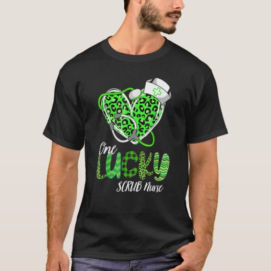One Lucky Nurse Scrub RN ICU ER St Patricks Day Nu T-shirt (Voorkant)