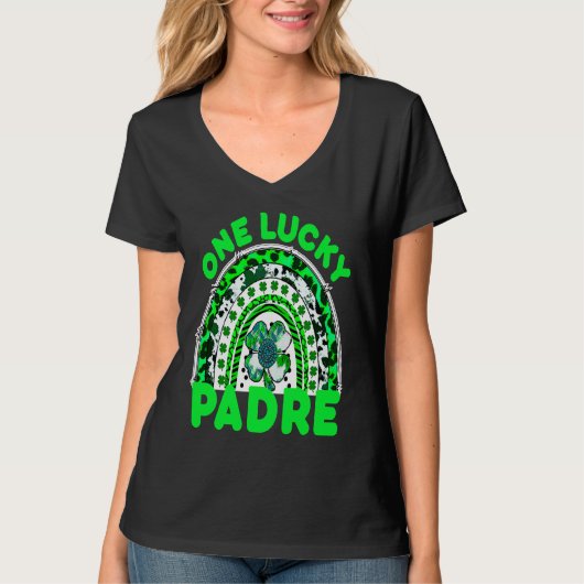 One Lucky Padre Good Luck Green Rainbow Shamrock L T-shirt (Voorkant)