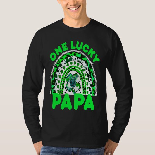 One Lucky Papa Good Luck Green Rainbow Shamrock Le T-shirt (Voorkant)