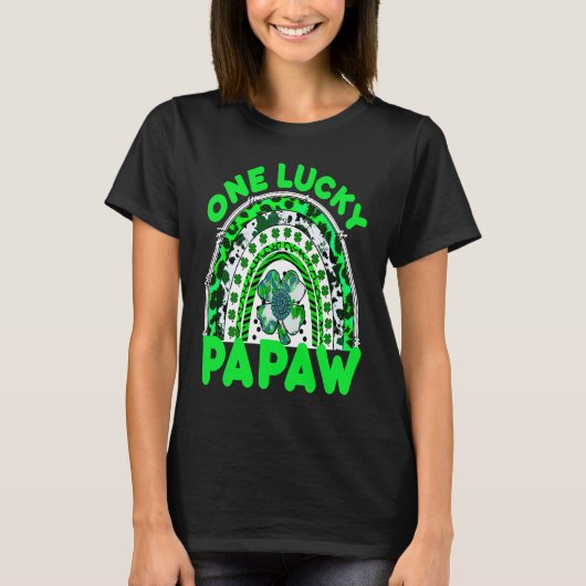 One Lucky Papaw Good Luck Green Rainbow Shamrock L T-shirt (Voorkant)