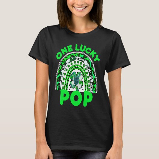 One Lucky Pop Good Luck Green Rainbow Shamrock Leo T-shirt (Voorkant)