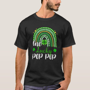 One Lucky Pop Pop Luipaardprint Regenboog St Patri T-shirt