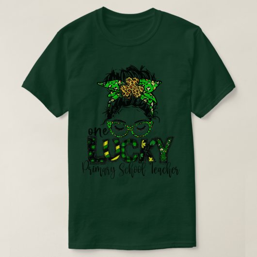 One Lucky Primary School Teacher St Patrick Day Te T-shirt (Design voorkant)