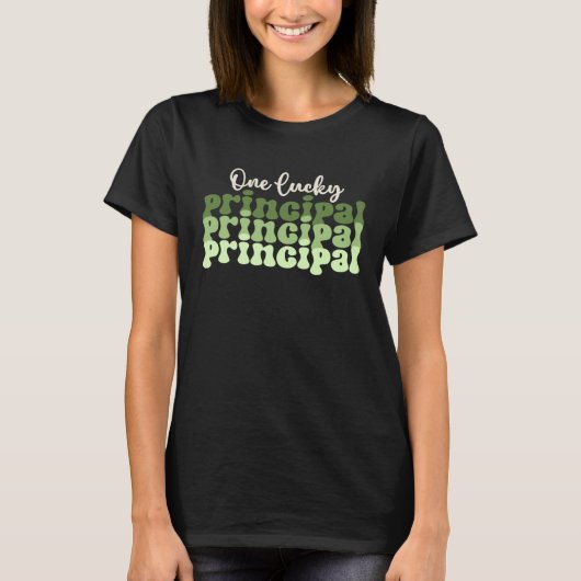 One Lucky Principal Retro St Patricks Day Principa T-shirt (Voorkant)