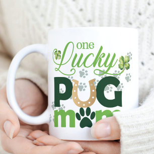One Lucky Pug Mom St. Patrick's Day Foto Koffiemok
