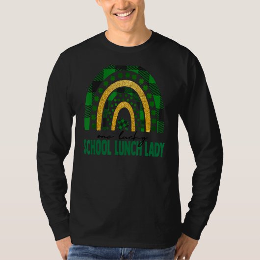 One Lucky School Lunch Lady Rainbow St Patricks Da T-shirt (Voorkant)