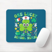 One Lucky School Nurse St Patrick's Day Shamrock I Muismat (Met muis)
