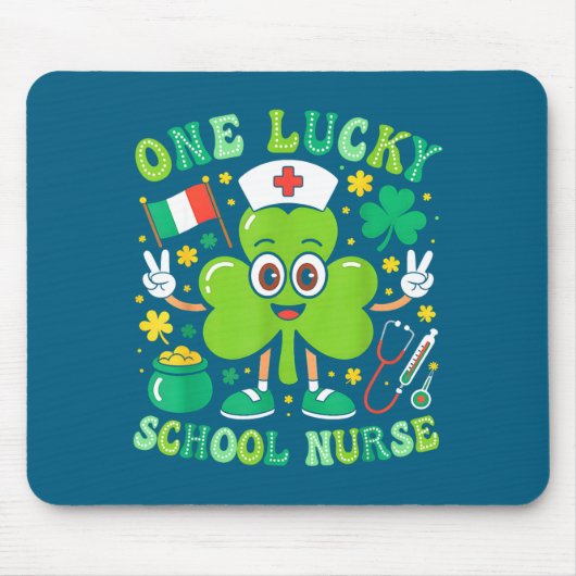 One Lucky School Nurse St Patrick's Day Shamrock I Muismat (Voorkant)