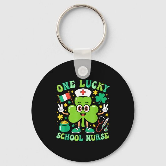 One Lucky School Nurse St Patrick's Day Shamrock I Sleutelhanger (Voorkant)