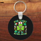 One Lucky School Nurse St Patrick's Day Shamrock I Sleutelhanger (Voorkant)