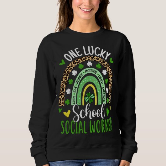 One Lucky School Social Worker Rainbow St Patricks Trui (Voorkant)
