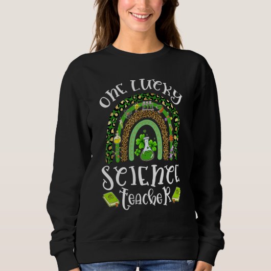 One Lucky Science Teacher Leopard Rainbow St Patri Trui (Voorkant)