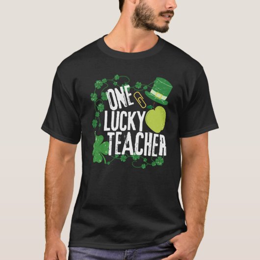 One Lucky Shamrock Teacher St Patrick's Day School T-shirt (Voorkant)