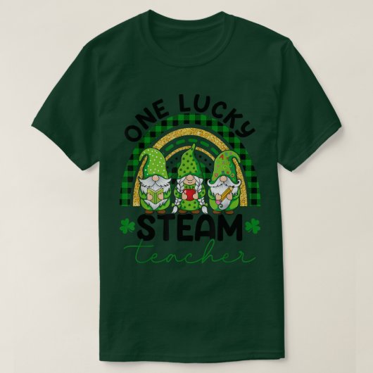 One Lucky STEAM Teacher Gnomes St. T-shirt (Design voorkant)