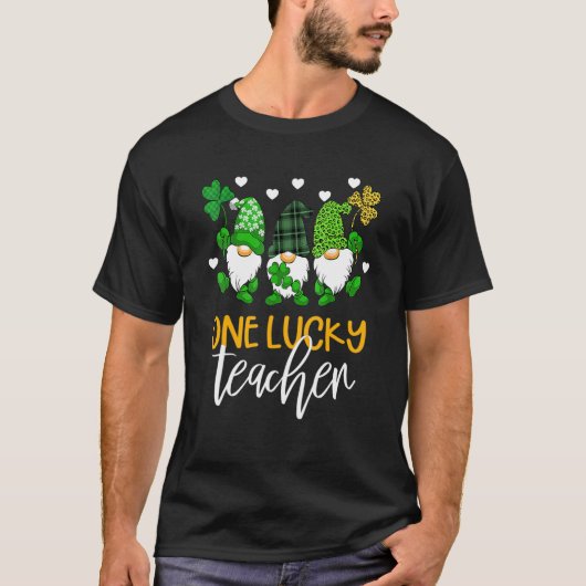 One Lucky Teacher Gnomies St Patrick's Day Gnome S T-shirt (Voorkant)