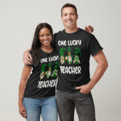 One Lucky Teacher Green Shamrock 3 Gnomes St Patri T-shirt (Unisex)