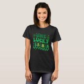 One Lucky Teacher Groovy Retro St Patrick's Day Bo T-shirt (Voorkant volledig)