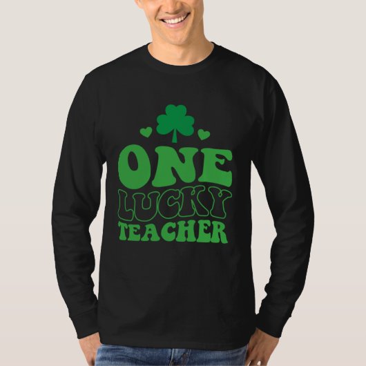 One Lucky Teacher Groovy Retro St Patrick's Day Sh T-shirt (Voorkant)