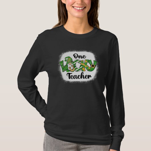 One Lucky Teacher Irish Gnome Leopard Patricks Day T-shirt (Voorkant)