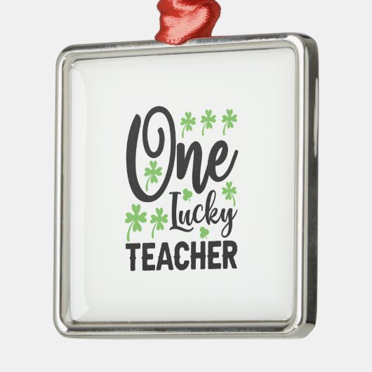 One Lucky Teacher Metalen Ornament (Links)