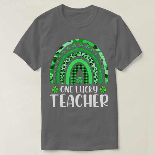 One Lucky Teacher Rainbow Leopard Shamrock St Patr T-shirt (Design voorkant)