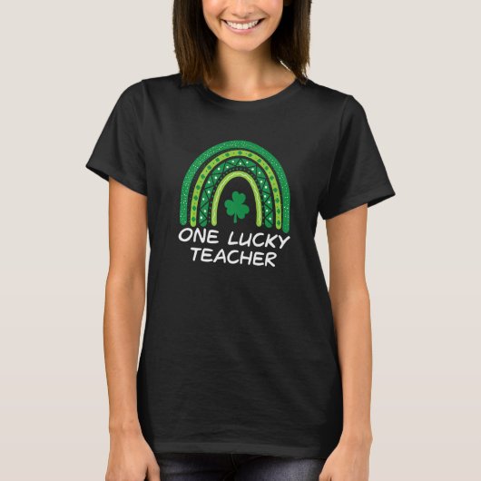 One Lucky Teacher Rainbow St Patrick's Day Teacher T-shirt (Voorkant)