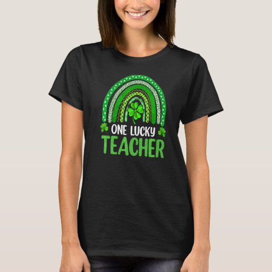 One Lucky Teacher Rainbow St Patricku2019s Day Te T-shirt (Voorkant)