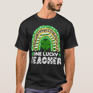 One Lucky Teacher Regenboog Luipaard St Patricks T-shirt