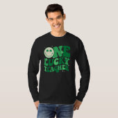 One Lucky Teacher Shamrock Groovy St Patrick's Day T-shirt (Voorkant volledig)