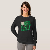 One Lucky Teacher Shamrock Groovy St Patrick's Day T-shirt (Voorkant volledig)