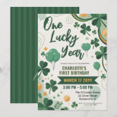 One Lucky Year | St Patrick's Day 1st Birthday Kaart (Voorkant / Achterkant)