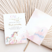 One Magical Year Pastel Unicorn 1st Birthday Party Kaart