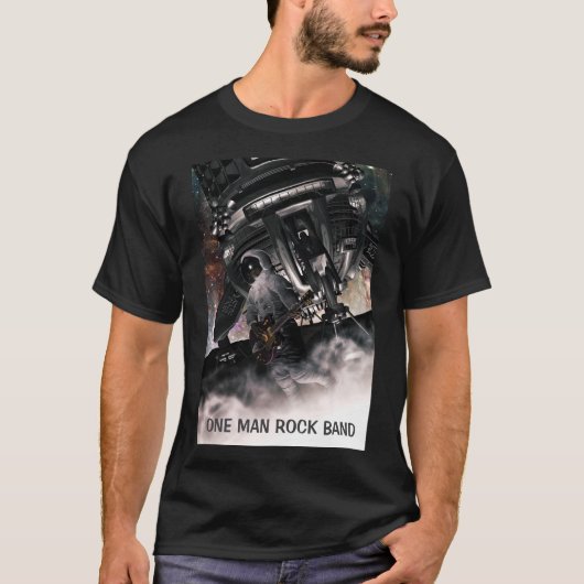 One Man Rock Band. Astronaut playing guitar T-shirt (Voorkant)