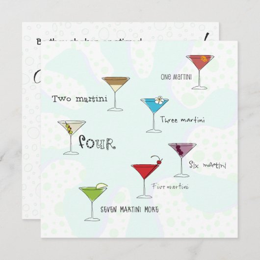 One Martini, Two Martini Party Invitation Sjabloon Kaart (Voorkant / Achterkant)