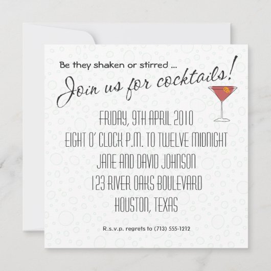 One Martini, Two Martini Party Invitation Sjabloon Kaart (Achterkant)