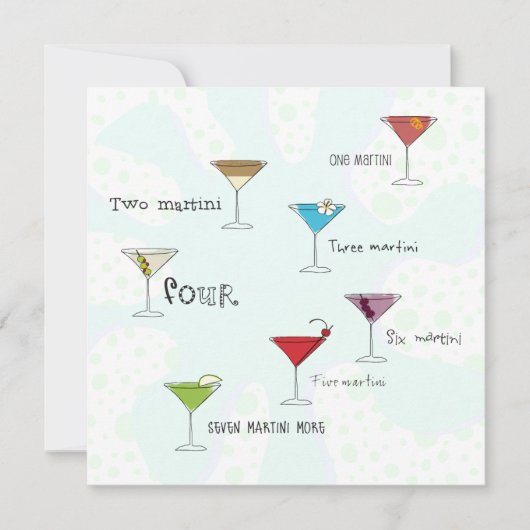 One Martini, Two Martini Party Invitation Sjabloon Kaart (Voorkant)