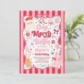 One Merry Babe Christmas Coquette Bow 1st Birthday Kaart (Staand voorkant)