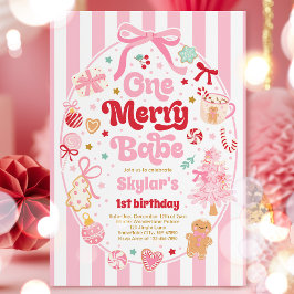 One Merry Babe Christmas Coquette Bow 1st Birthday Kaart