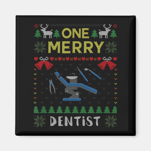 One Merry Dentist Dental Doctor Ugly Christmas Swe Magneet (Voorkant)