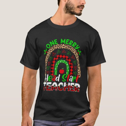 One Merry Head Start Teacher Christmas Funny Teach T-shirt (Voorkant)