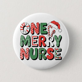 One Merry Nurse Kerstmis Ronde Button 5,7 Cm