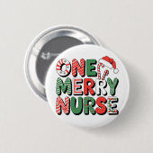 One Merry Nurse Kerstmis Ronde Button 5,7 Cm (Voorkant /achterkant)